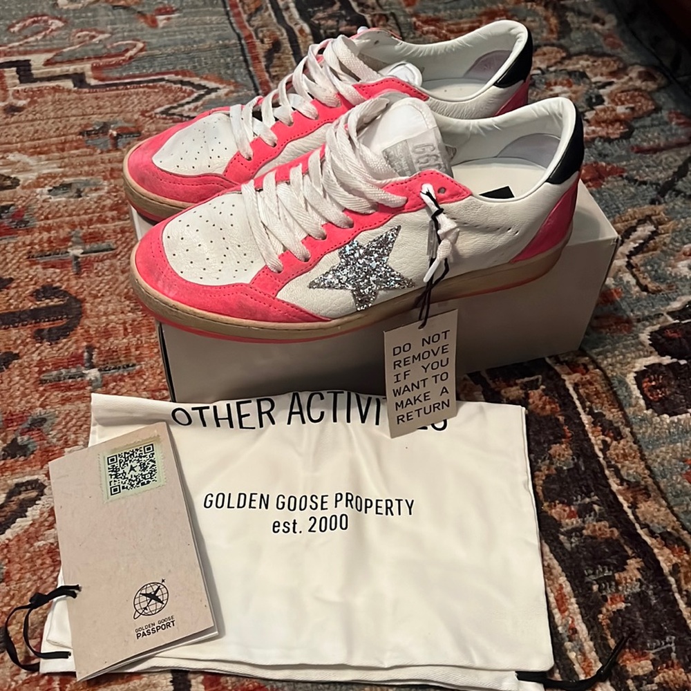 Golden Goose Ball Star white/Lobster Fluo Size 39